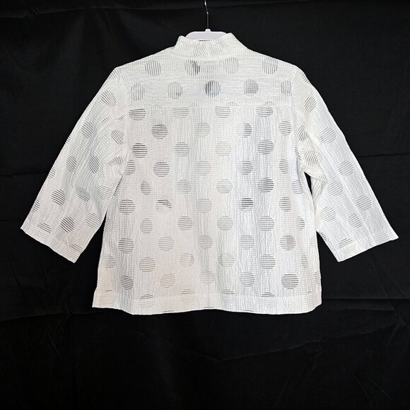 Terra sj Apparel White and Metallic Sheer Cardigan Blazer - Picture 2 of 4